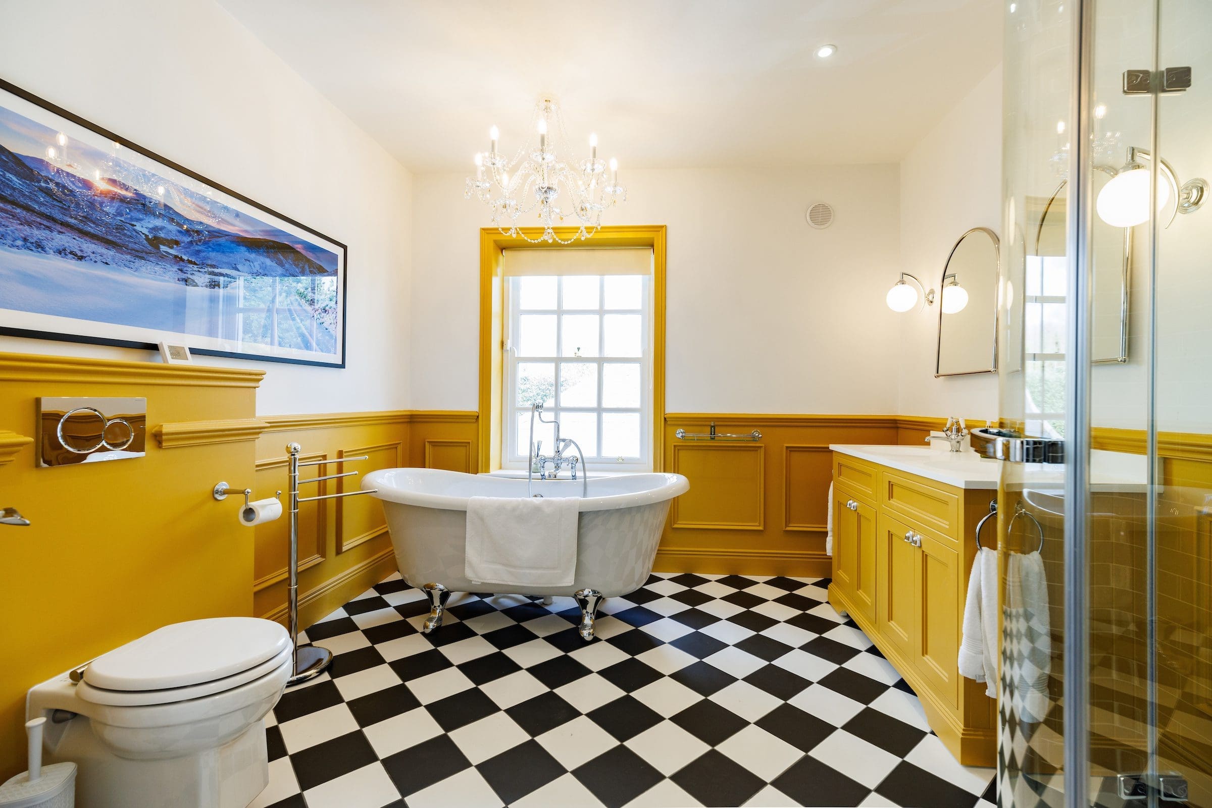 Ensuite bathroom with bath, shower, and Burlington fittings.