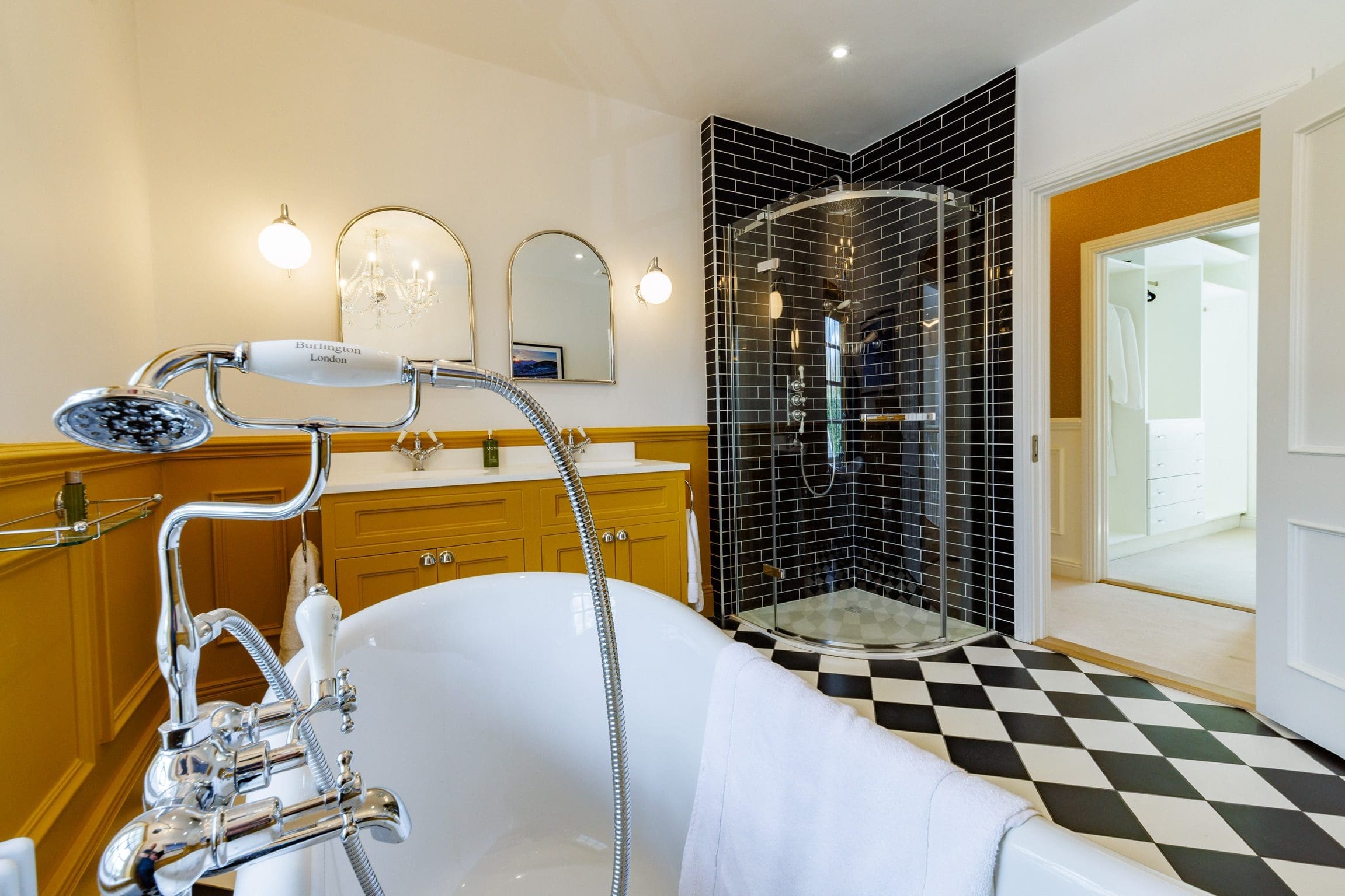 ensuite_bathroom_twin_sink_bath_shower_metro_tiles_gloss_black_rochtaine