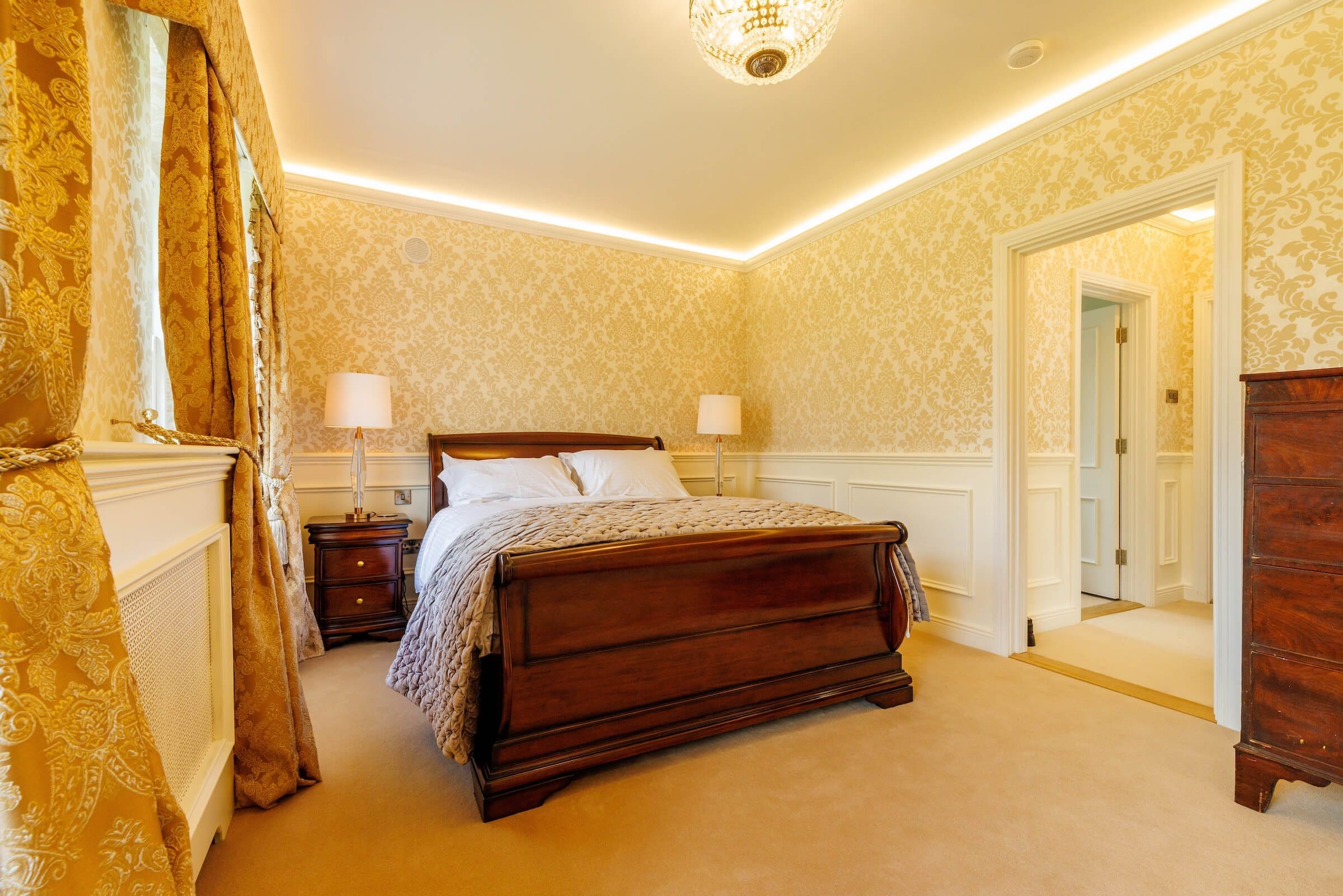 A stunning bedroom suite in Rochtaine Mansion